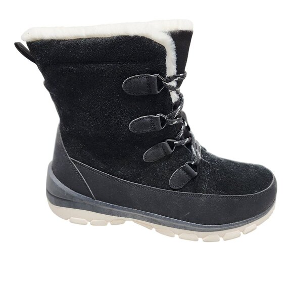 Womens Size 11 Black Winter Snow Boots With Faux Fur Lining Lace-Up Closure - Picture 6 of 9